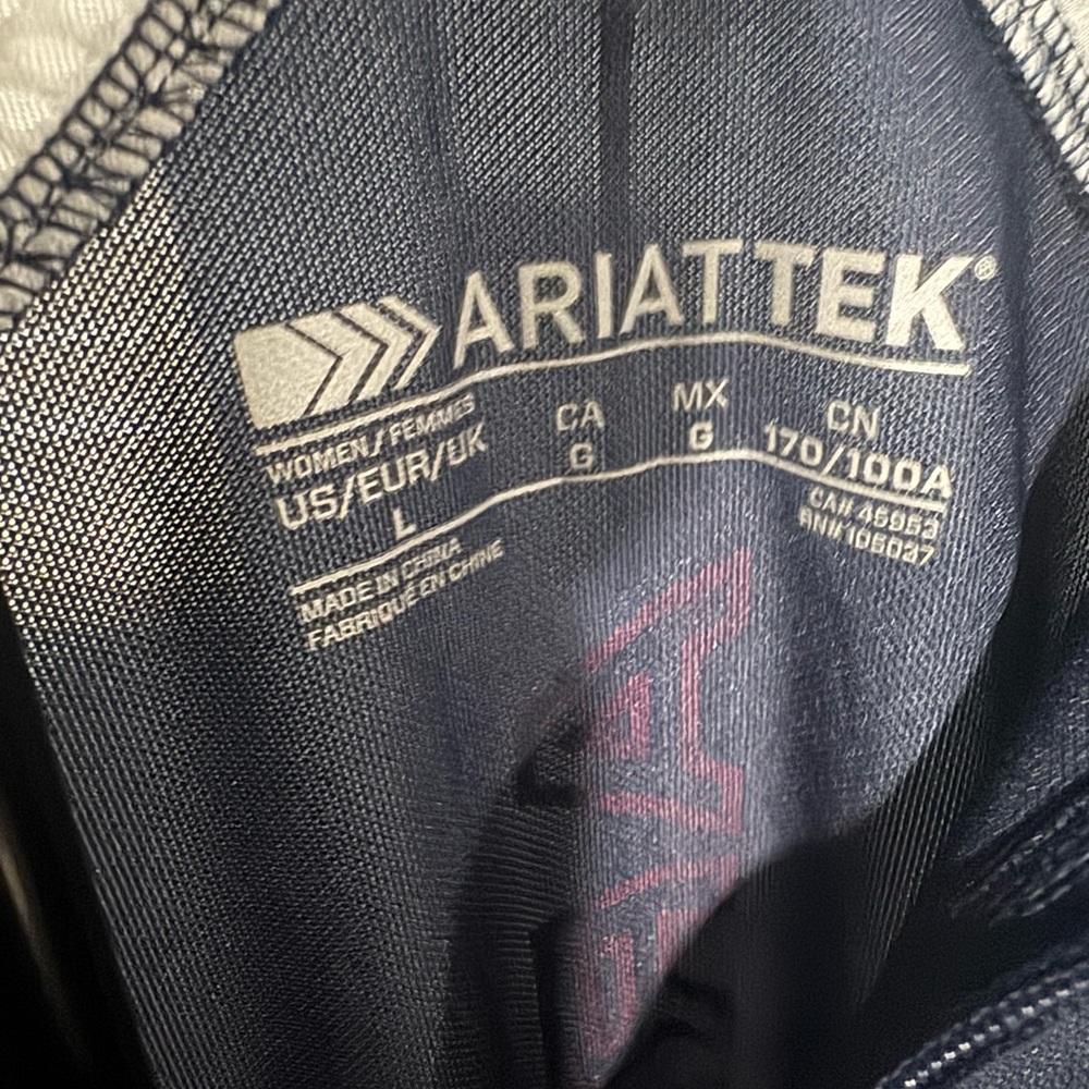 Ariat Navy Blue Long Sleeve Quarter Zip with White Panels and Logo - Picture 2 of 4
